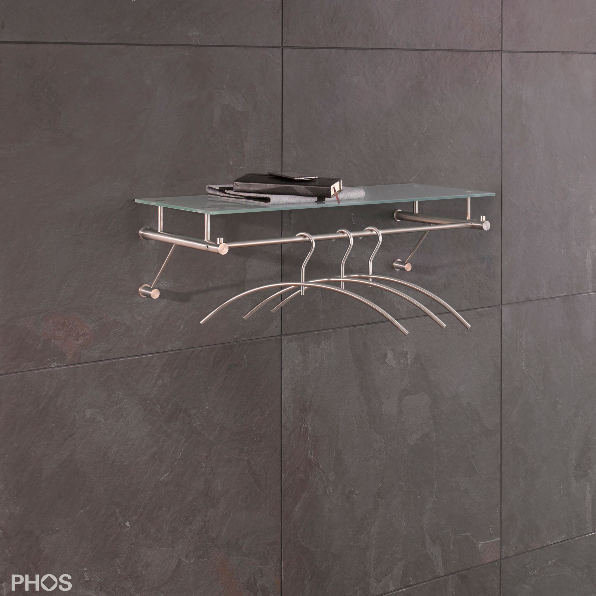 G3-600G Навесной шкаф со штангой для одежды и вешалкой для шляп из стекла - ширина 65 см PHOS 