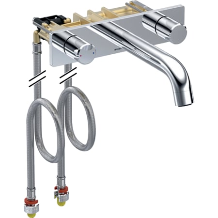 116.464.21.1 Смеситель для раковины Geberit ONE круглого исполнения, настенный монтаж, смеситель двухручковый, для функционального блока скрытого монтажа Geberit 