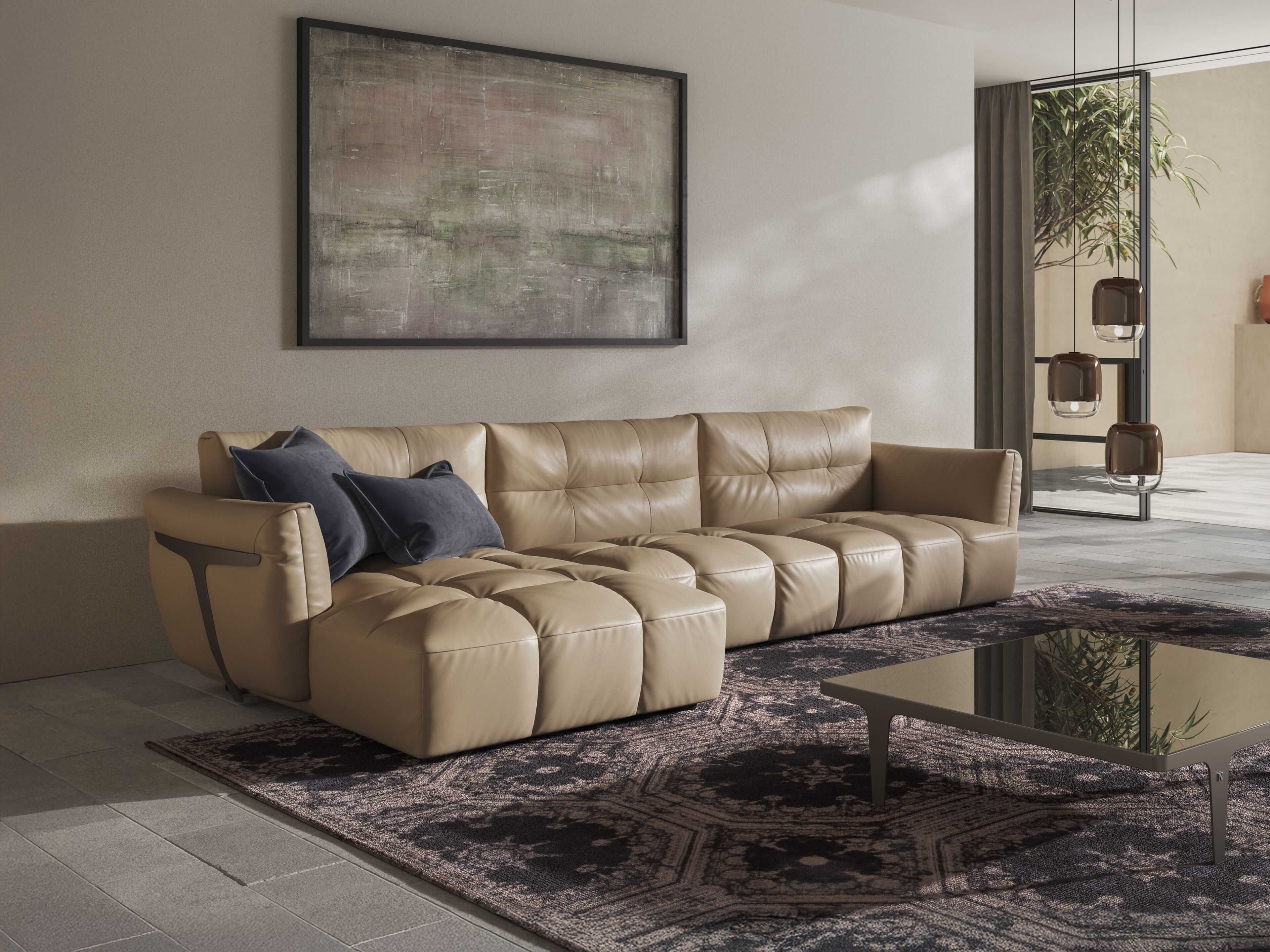 3-местный кожаный диван с полуостровом Natuzzi Italia Герман ARCH-00042837 - Вид №4