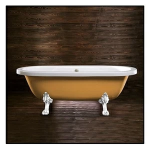 Ванна напольная отдельностоящая бежевая с белыми  ножками "Львиная лапа" Akcjum Octavia WN-09-01-KB-B