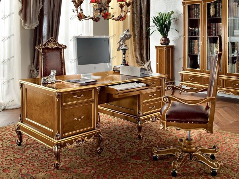 Modenese Gastone Прямоугольный письменный стол из массива дерева с ящиками Casanova sun-id-1463305