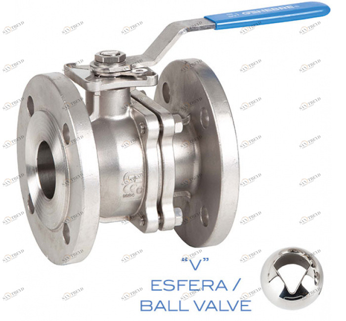 GENEBRE 2528v 60 04 Регулирующий шаровой кран «V», 2 штуки, фланцы, концы DIN PN 40/16 