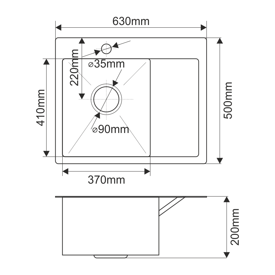 Мойка HD6350L MELANA ProfLine 3,0/200 САТИН врезная прямоугольная с коландером HD6350L HD6350L сатин - Вид №1