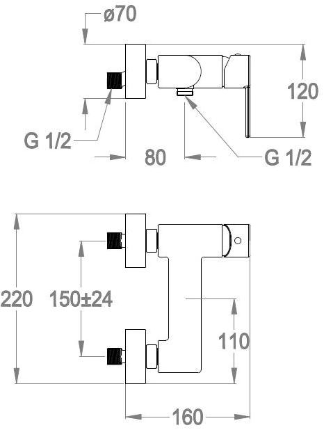 Fir Italia Смеситель для душа, однорычажный, на 2 отверстия, из хромированной латуни Sweet 46 4654050 - Вид №1