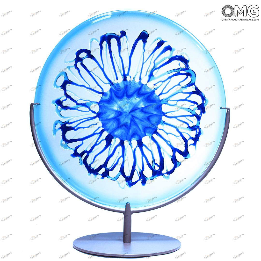 4533 ORIGINALMURANOGLASS Скульптура Диск - Снежная звезда - муранское стекло OMG 50 см 