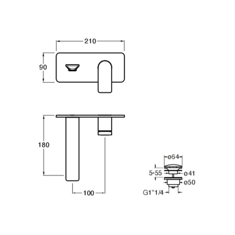 Однорычажный настенный смеситель для раковины с пластиной CRISTINA Rubinetterie Blade ARCH-00022140 - Вид №1