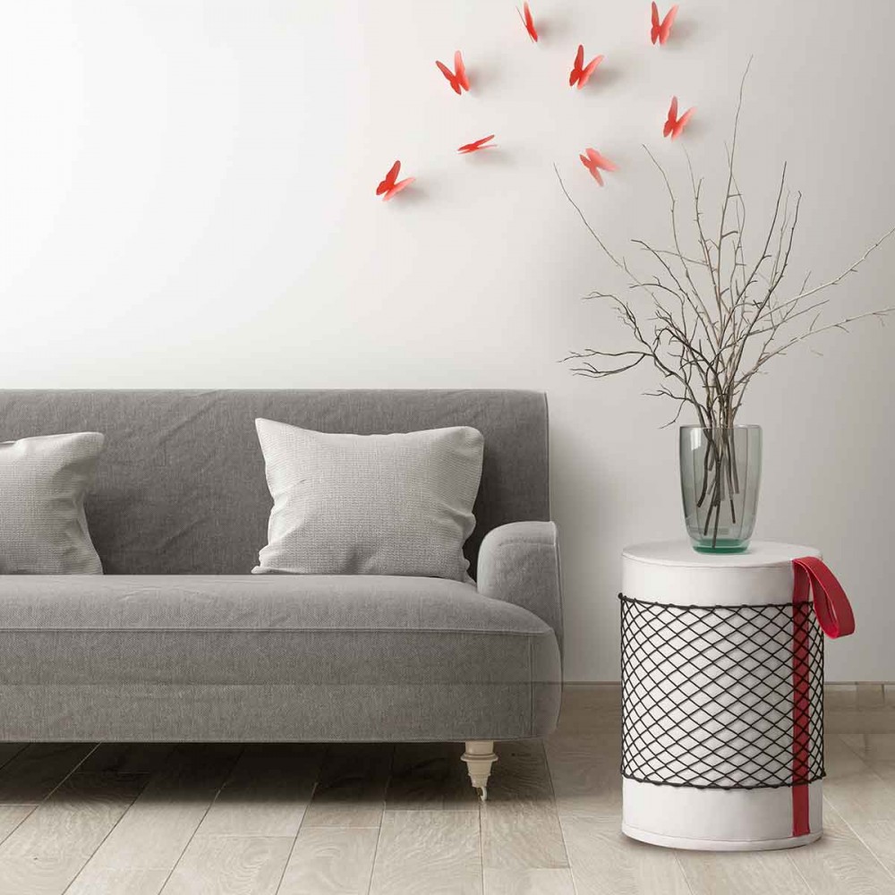 EVRLWBPMRREVER Life Design Дизайнерский табурет с ручкой - Roll Roll Сиденье: чисто-белое, Ручка: красная - Вид №4