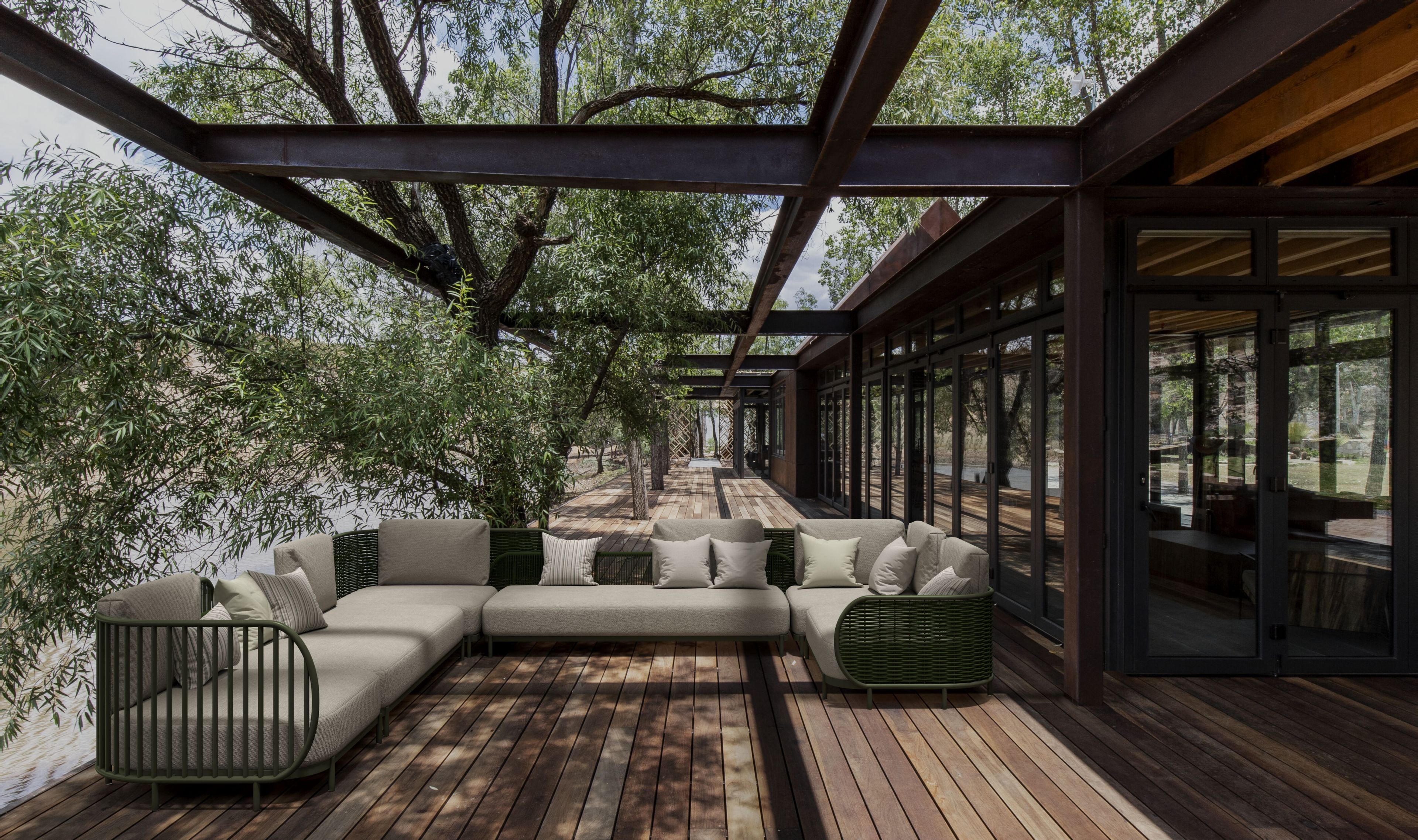 Алюминиевый садовый диван, Sunbrella® и 3-местный Канат YAAZ Ova ARCH-00019691