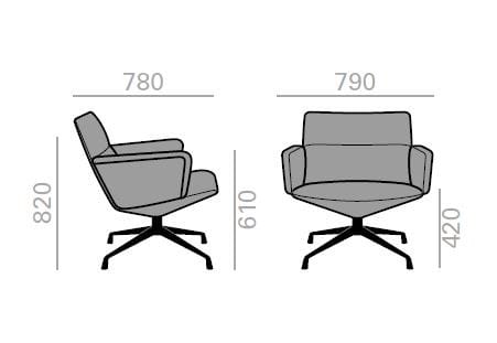 Спицевое вращающееся кресло с подлокотниками Andreu World Capri Lounge ARCH-00142430 - Вид №1