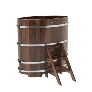 1156 Купель овальная из лиственницы 0,80х1,42х1,4 морёная премиум Alyarus