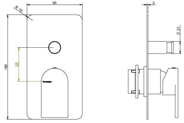 Латунный встраиваемый смеситель для душа с душем Rubinetterie Treemme Ran ARCH-00067759 - Вид №2