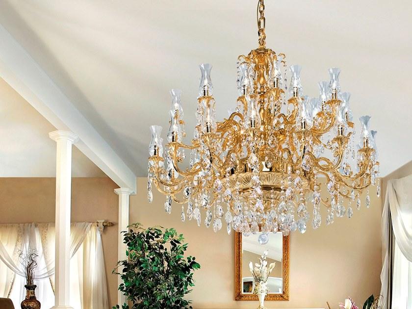 Possoni Illuminazione Люстра из чистого золота с пескоструйной обработкой и кристаллами swarovski® Howard 830/16+16-sw/g41 - Вид №1