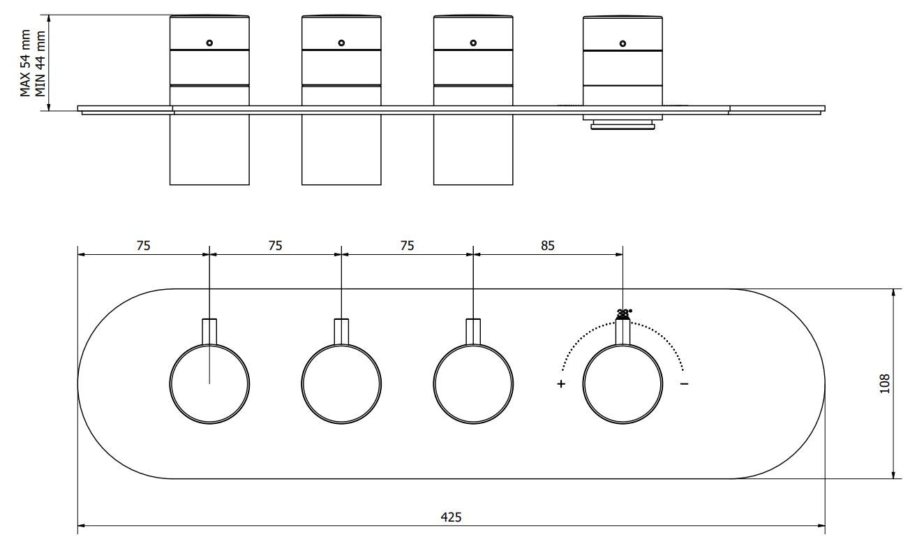 Термостатический смеситель для душа с 4 отверстиями из мрамора IB Aqua ARCH-00049966 - Вид №1