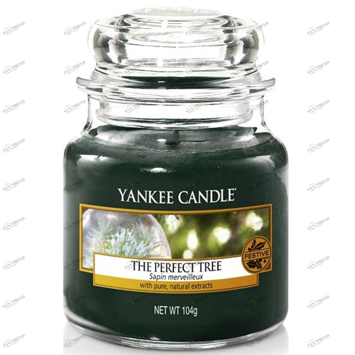 Свеча маленькая в стеклянной банке "Идеальная ель" 104гр 25-45 часов YANKEE CANDLE  267897 Зеленый 