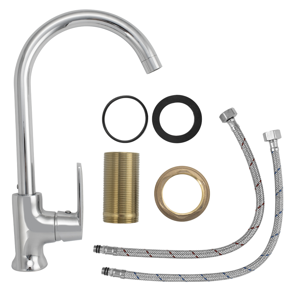 GFmark - Смеситель кухонный, шаровый, боковой, с АЛМАЗНОЙ КРОШКОЙ на ручке, код: 4854  - Вид №3