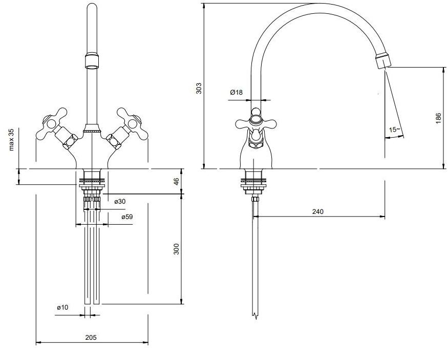 ZAZZERI Смеситель для мойки в классическом стиле 800 sun-id-1441142 - Вид №4
