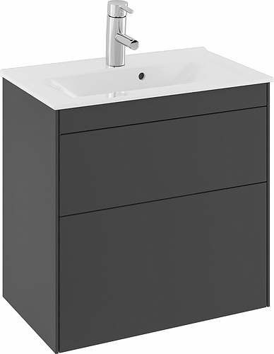 47370 IFO Sense напольная тумба для тонкой раковины с двумя ящиками, компактная, W = 600 мм, W1 = 615 мм, белая - Вид №4