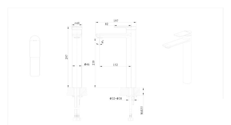 Смеситель для умывальника высокий EDDIE F1369402CP-A-RUS bravat  - Вид №1