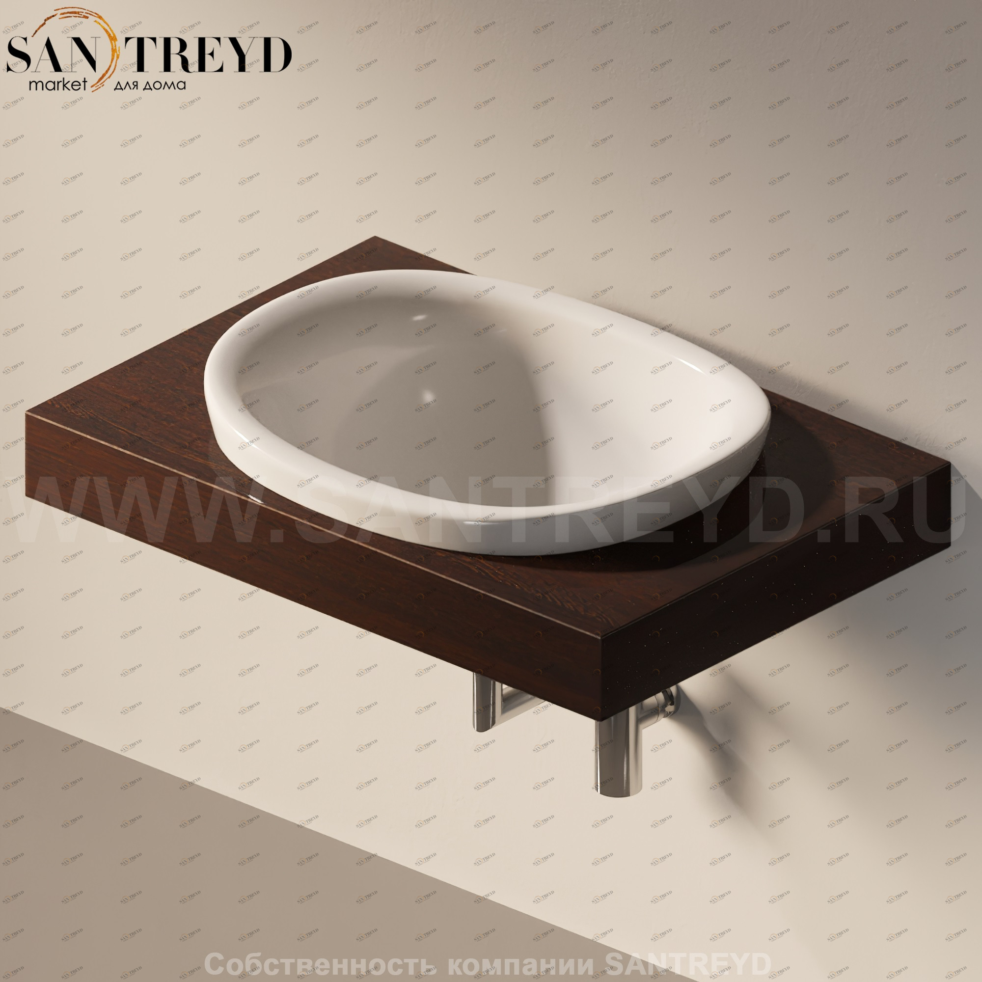 Flaminia IO e SI Столешница с отверстием под раковину темный дуб IO60M1.WD Ceramica Flaminia IO60M1WD