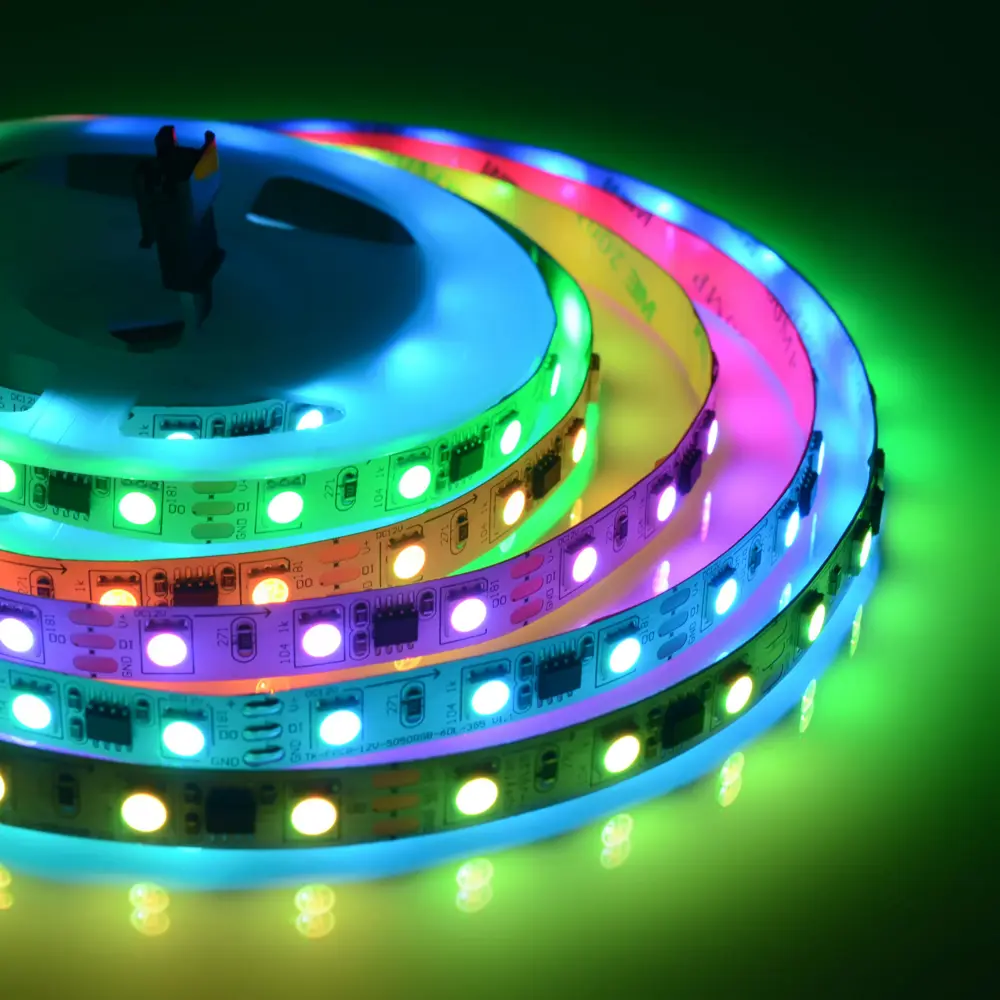 Светодиодная лента адресная SMD 5050 60 диод/14.4 Вт/м 12 В 10 мм IP20 2 м RGB белая подложка APEYRON STLM-2168943 - Вид №2