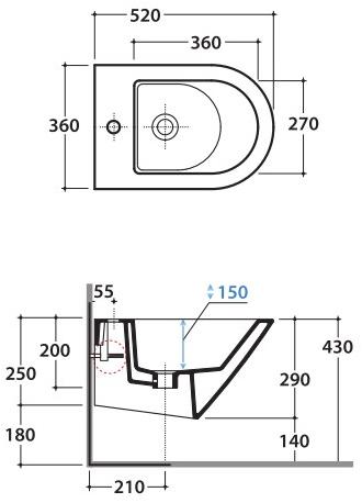 Fos09/10/11/12 bi Биде подвесное FORTY3 Ceramica Globo - Вид №9