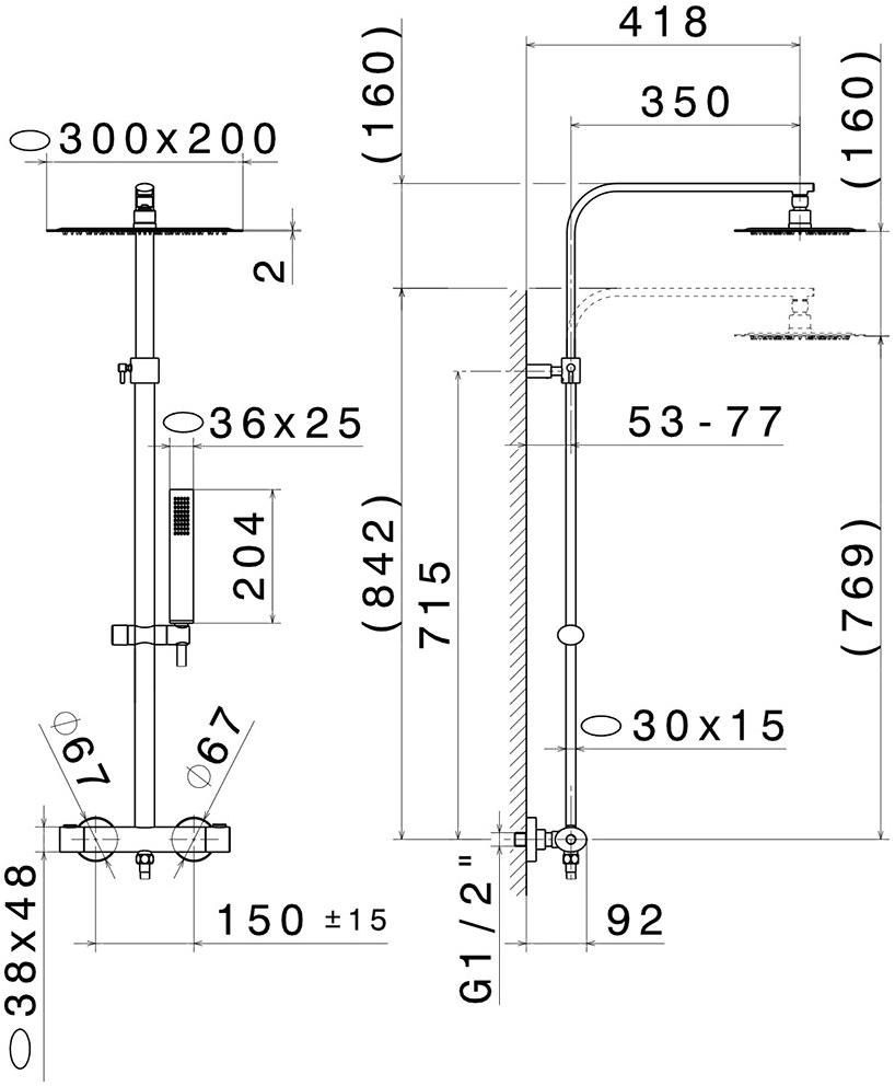 newform Термостатическая душевая стойка с ручным душем с верхним душем Colonne doccia 61159 - Вид №1