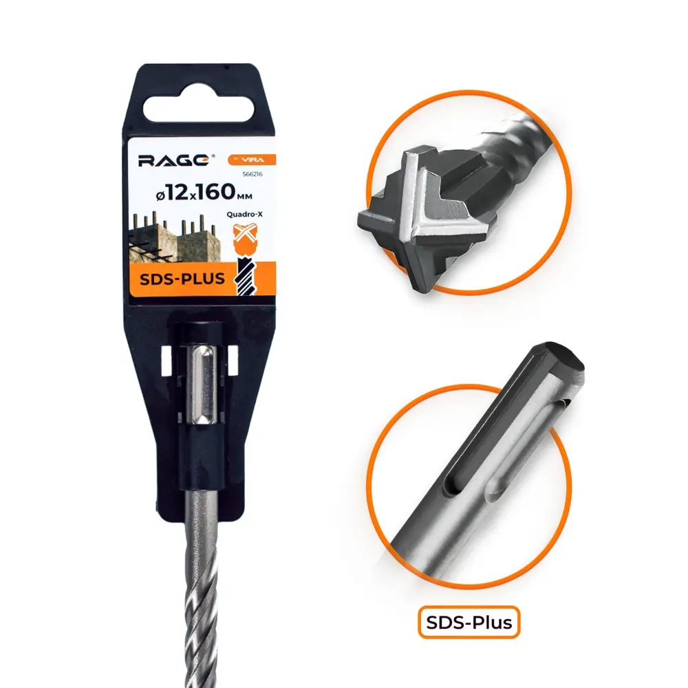 Бур RAGE SDS-plus 12×160 мм для бетона и камня 89383434 STLM-1338672 - Вид №1