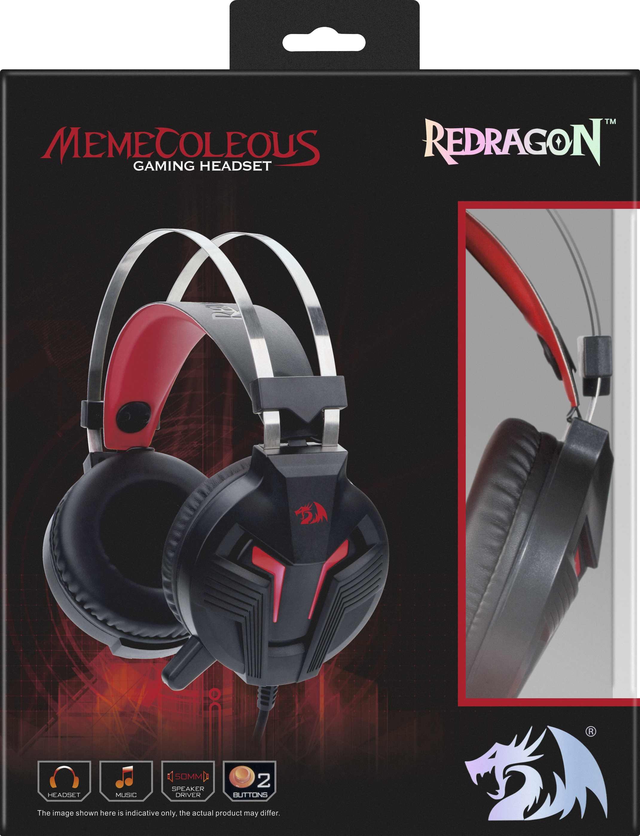 75096 игровая гарнитура memecoleous черный+красный, кабель 1.8 м Redragon Santreyd  - Вид №2