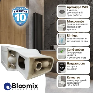 91607905 Унитаз-компакт Bloomix Elegant MD1215VV/UF1 двойной слив STLM-1338771