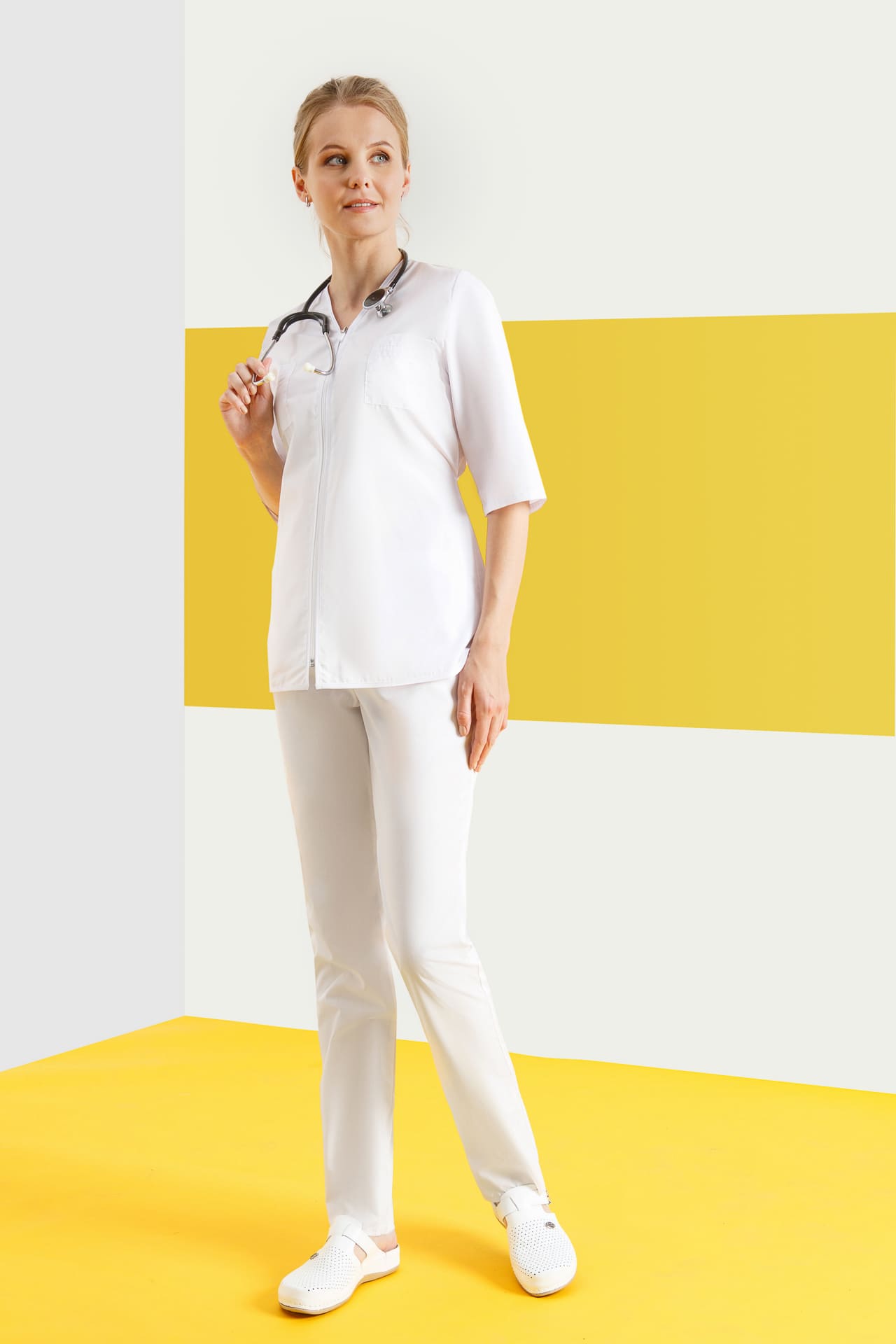 66055 Брюки "Сервис" белые  Медицинская одежда  размер 62/158-164 Спецодежда  - Вид №2