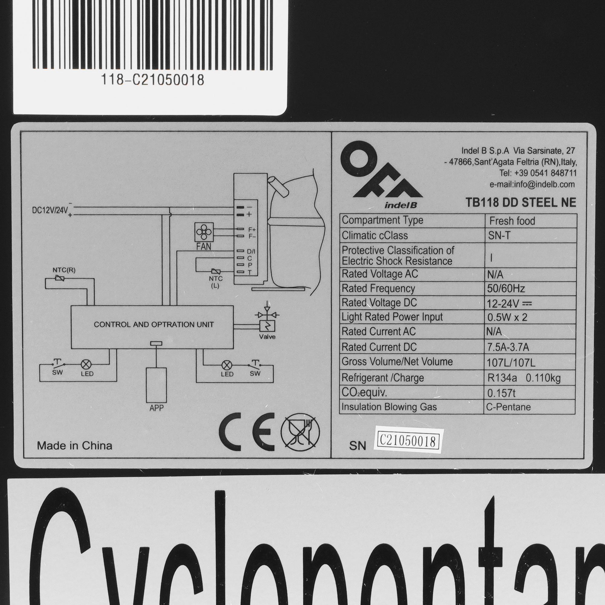 5345136 Холодильник автомобильный Indel B TB118 (OFF) черный STDN-0139954 - Вид №6
