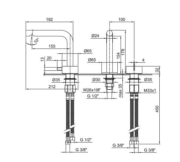 Смеситель для раковины с 2 отверстиями ABOUTWATER AF/21 ARCH-00068557 - Вид №1