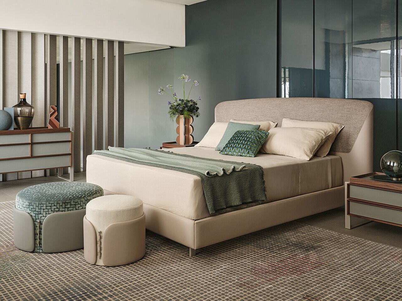 Круглый кожаный пуф с мягкой частью из кожи или ткани Turri лук ARCH-00046508 - Вид №2