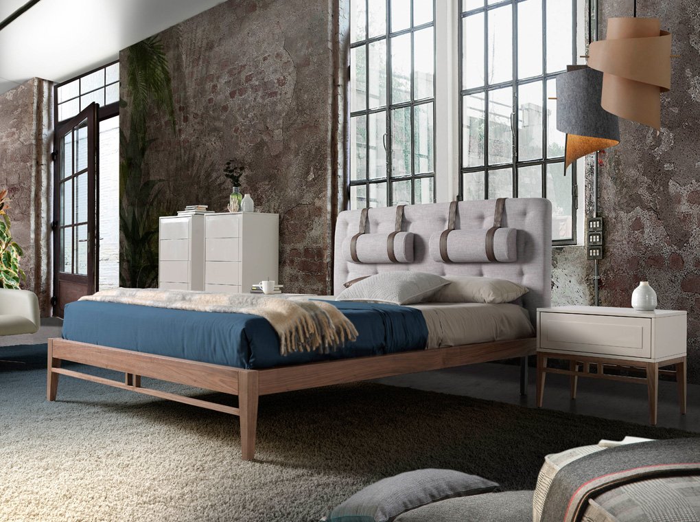 Кровать двуспальная с низким изголовьем от Angel Cerda цвет орех ANGEL CERDA ДИЗАЙНЕРСКИЕ 321219 Коричневый;серый  - Вид №3