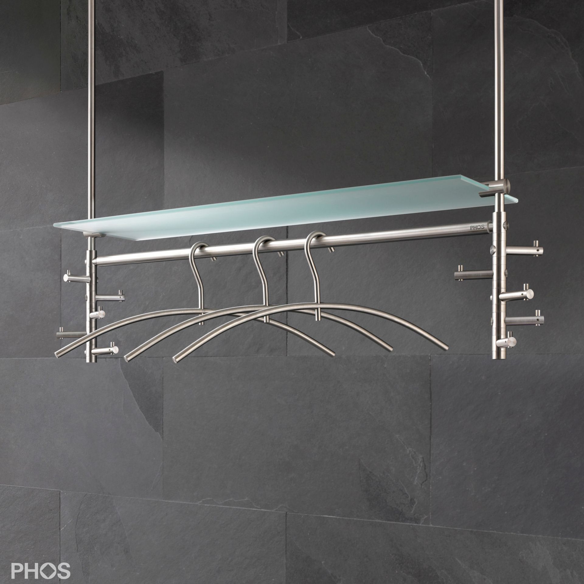 T5DG Подвесной шкаф с платяной штангой, 10 вращающимися крючками и стеклянной полкой PHOS  - Вид №1