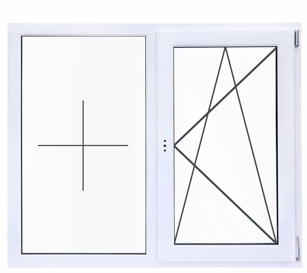 VEKA Двустворчатое пластиковое окно 1270x1200 мм с однокамерным стеклопакетом 83130813