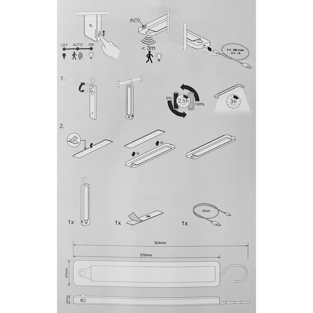 Светильник линейный светодиодный Ledvance Linear LED Mobile Hanger 270 мм 2.35 Вт, нейтральный белый свет, USB STLM-2170315 - Вид №10