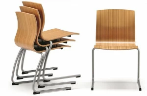 TALIN Консольный штабелируемый стул из фанеры с подлокотниками Webwood