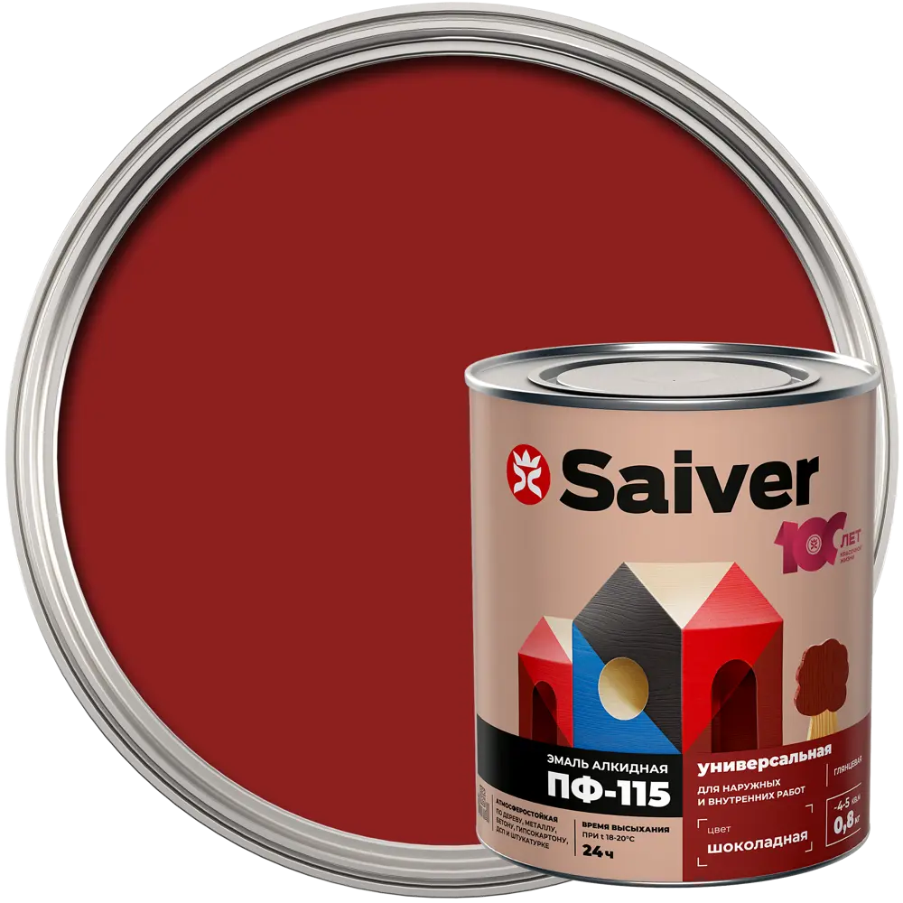 Эмаль ПФ-115 Saiver Lux глянцевая цвет шоколадный 0.8 кг 83402303 STLM-2000756 