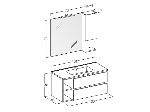 Деревянный подвесной умывальник с настенным креплением LEGNOBAGNO Экспресс ARCH-00152516 - Вид №2