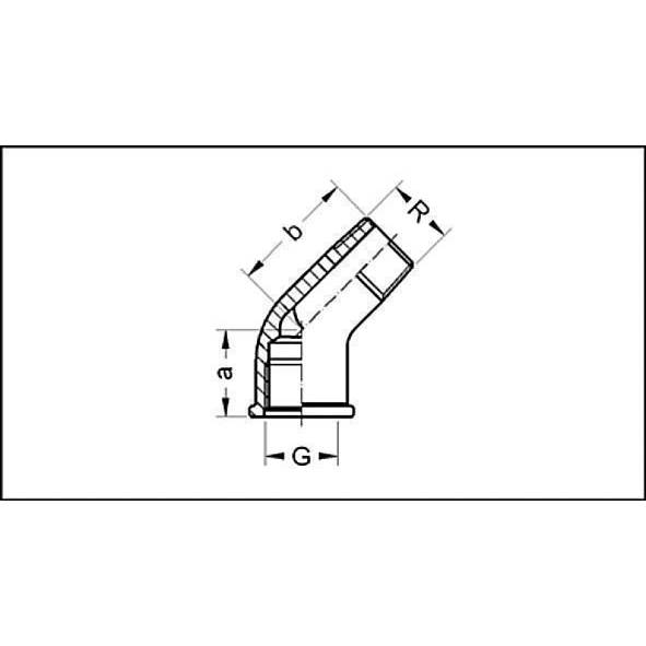 261538C SANHA 615 угол 45° ВР-НР, хромированная латунь 3/8 мм  - Вид №1
