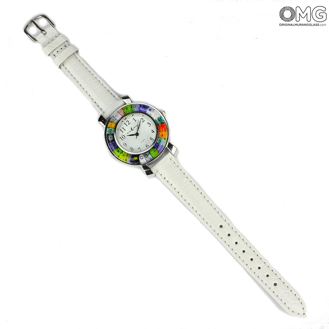 2928 ORIGINALMURANOGLASS Наручные часы Унисекс - белые - миллефиори - Original Murano Glass OMG 23 см  - Вид №1