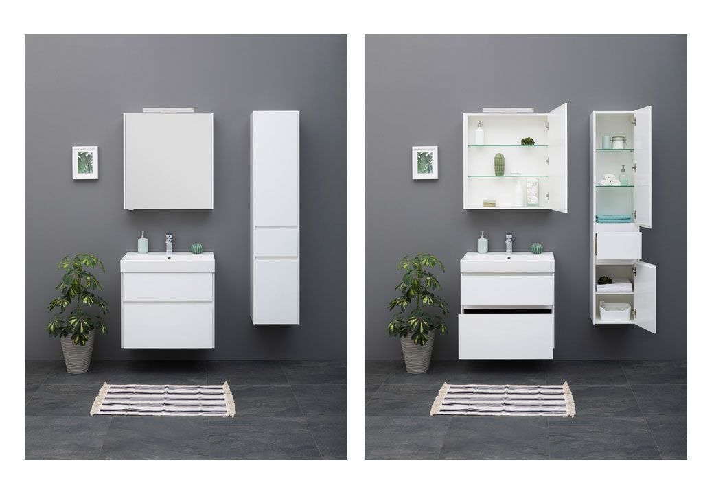 Шкаф-пенал для ванной Aquanet Бруклин 35 белый 00203966 - Вид №3