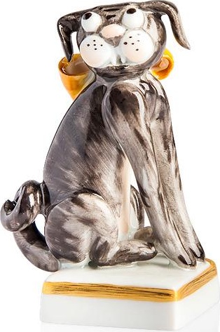 71562 Meissen Фигурка 5см "Мопс с бантом" (П.Штранг СОБАКИ) Фарфор 