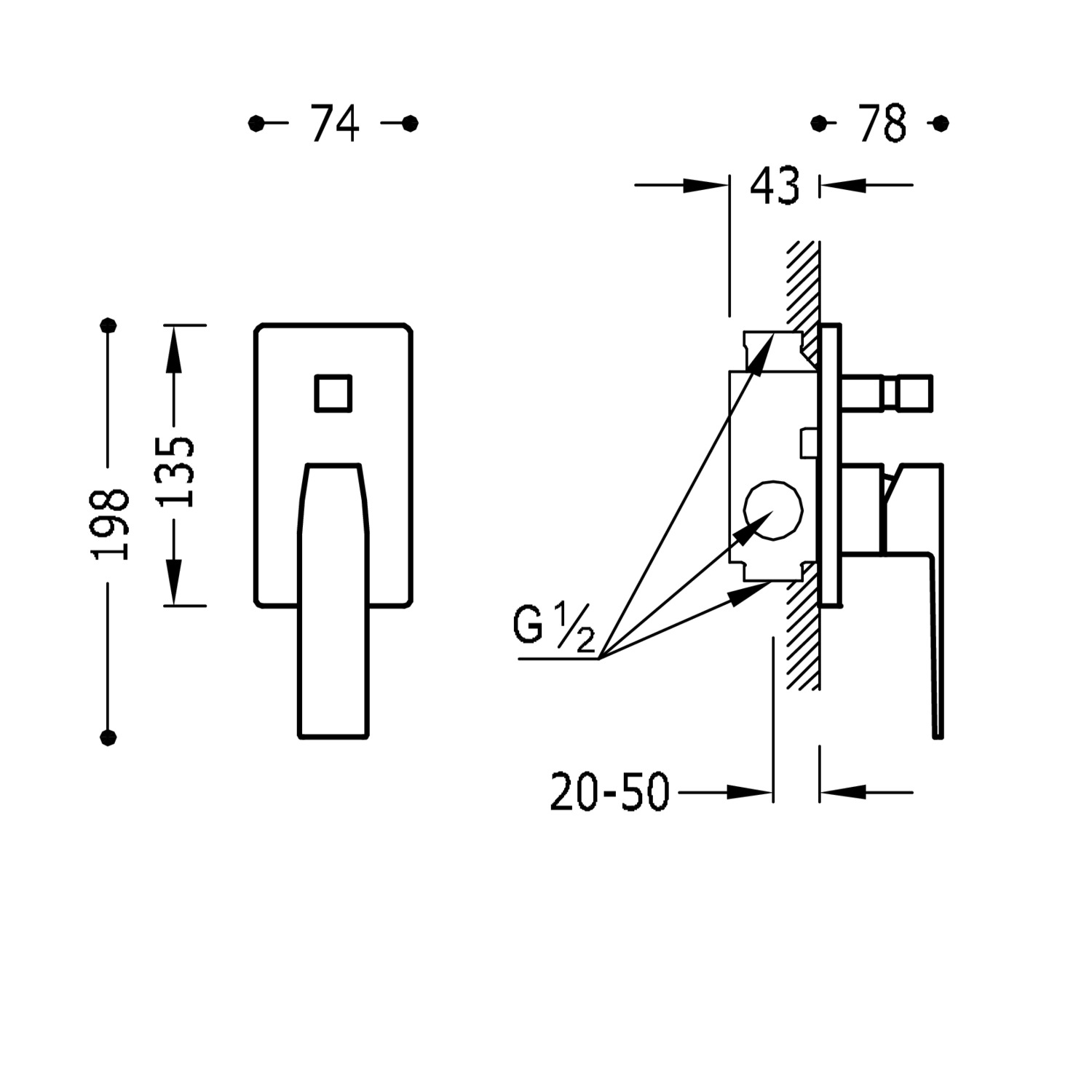 ТОНКИЕ Встроенные смесители (2-ходовые)-20218001OM TRES  - Вид №1
