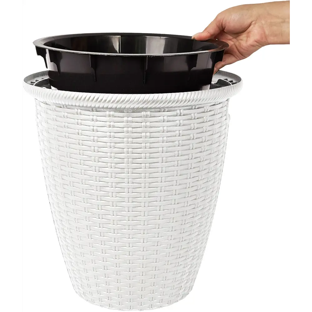 Кашпо для цветов Ingreen Rattan ø47 h47 см v50 л пластик белоснежный жасмин STLM-2069853 - Вид №2