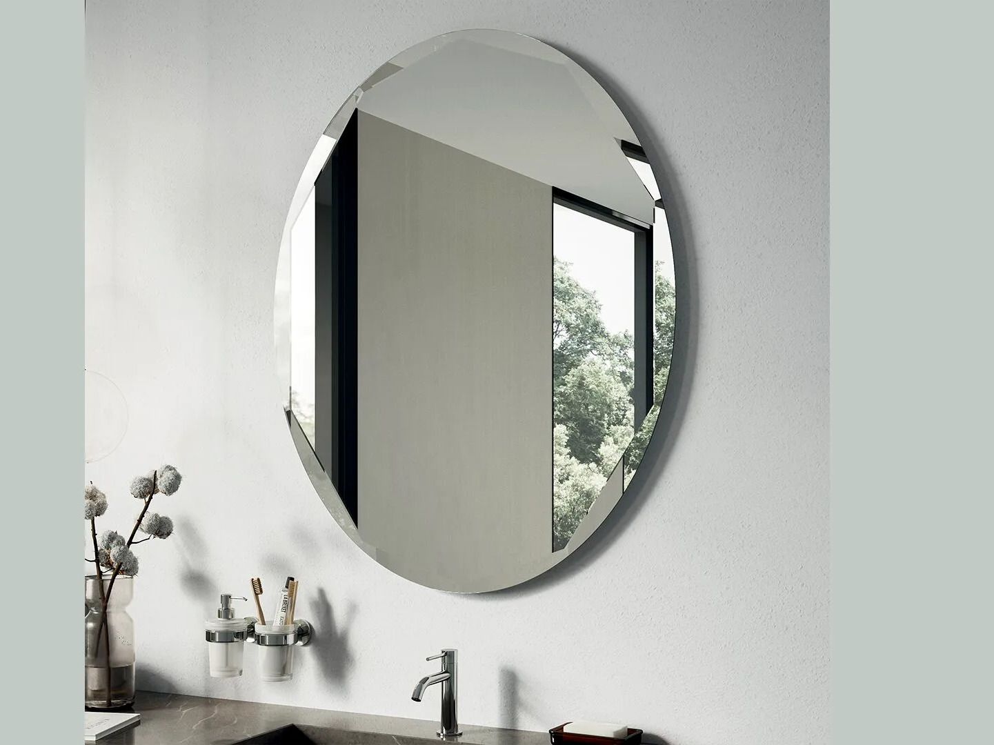 Овальное настенное зеркало для ванной комнаты INDA® TRASIMENO ARCH-00088432