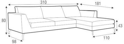 Sits 4-х местный модульный тканевый диван с шезлонгом Ohio sun-id-1438855 - Вид №3