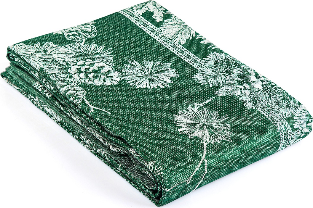 10600953 Яковлевский жаккард Скатерть прямоугольная Яковлевский Жаккард Шишки 178х274см зеленая, полулен Ткань 