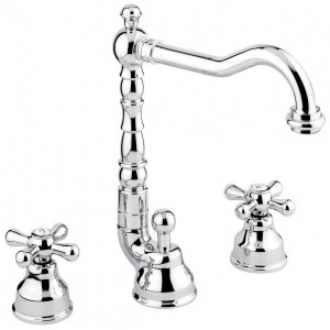 12643CR Смеситель Deco Old с донным клапаном для раковины на 3 отверстия, цвет хром